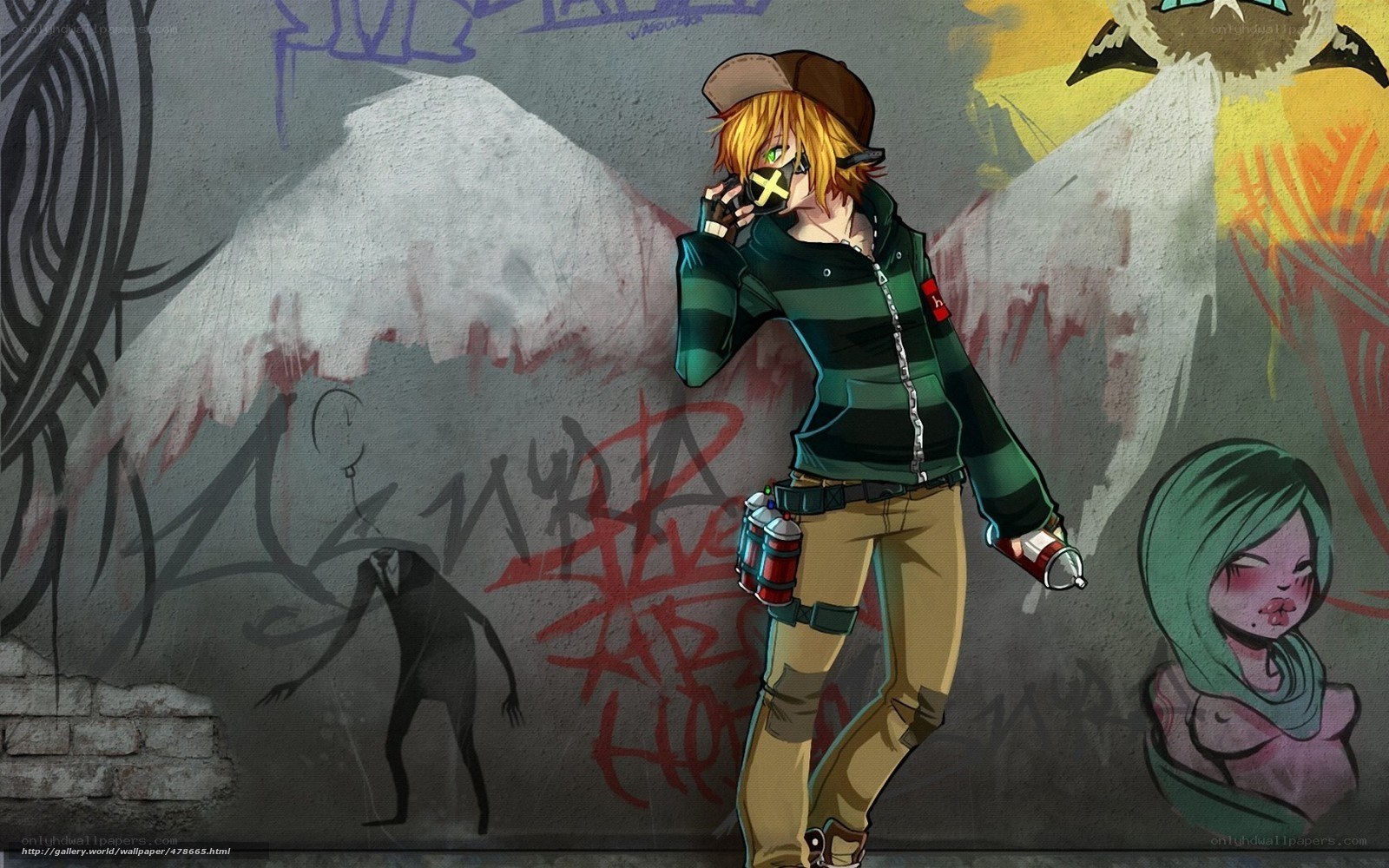 graffiti artist with spray cans