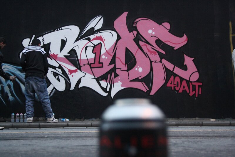Graffiti artists at work