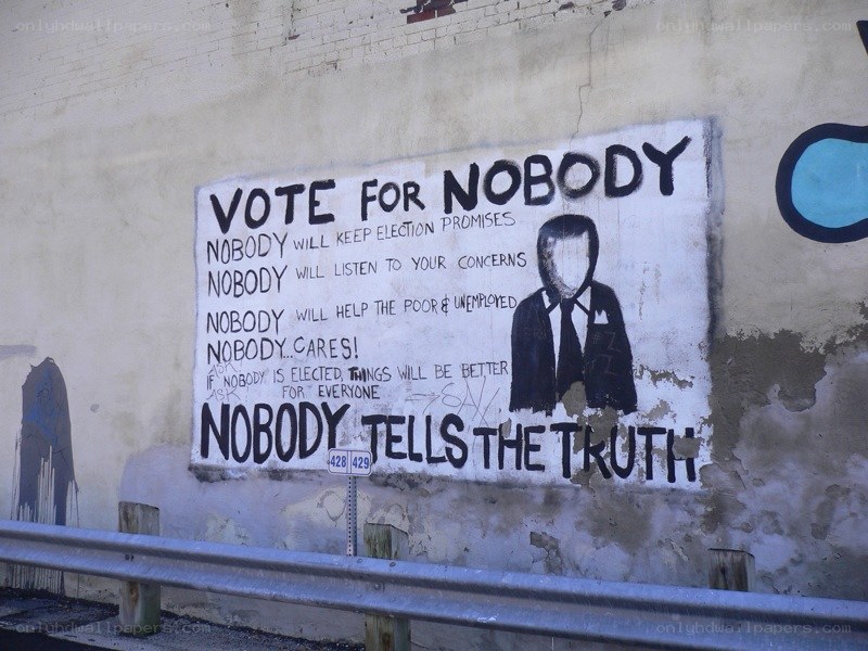 graffiti calling for 'vote for nobody'