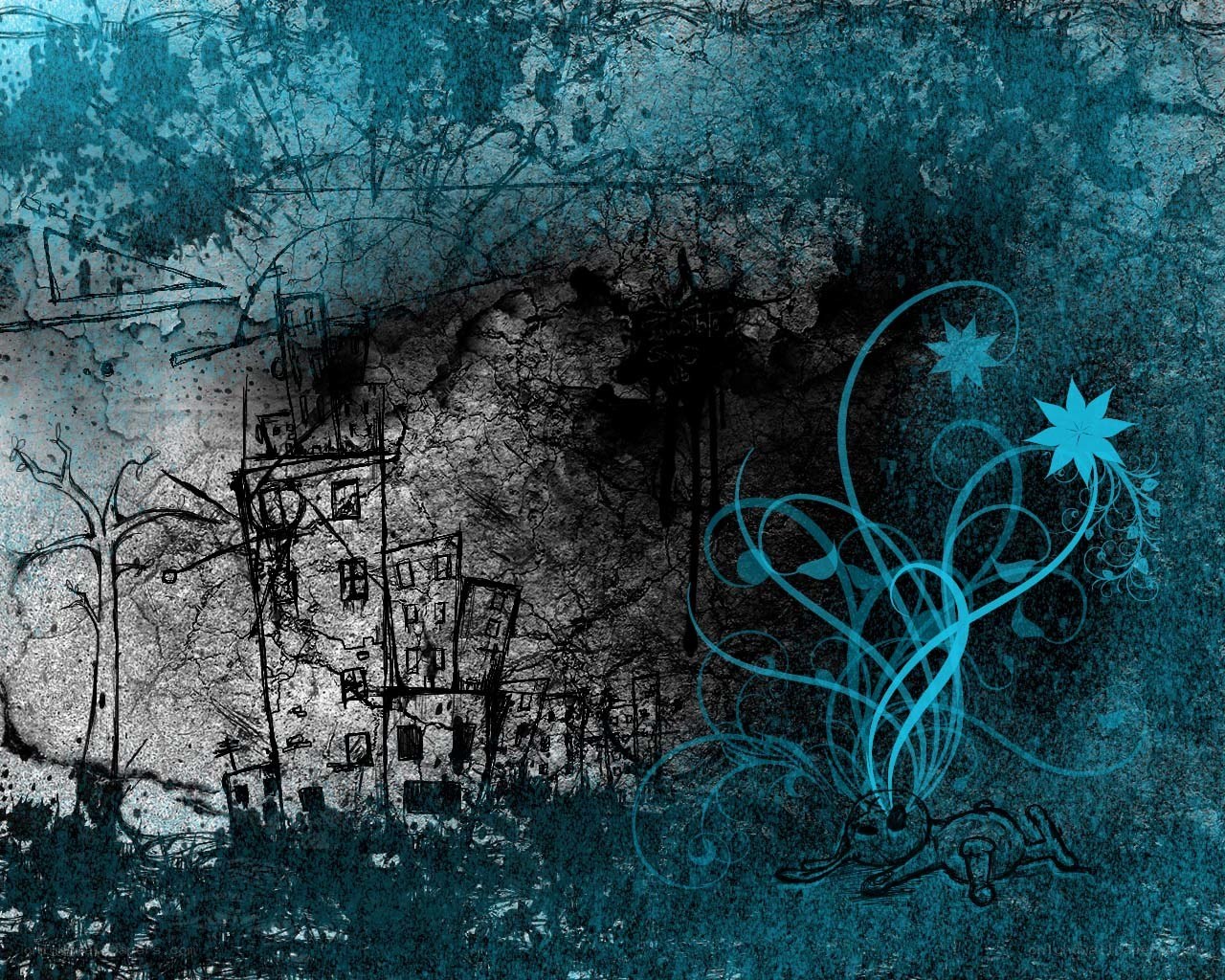 graffiti cityscape with floral design