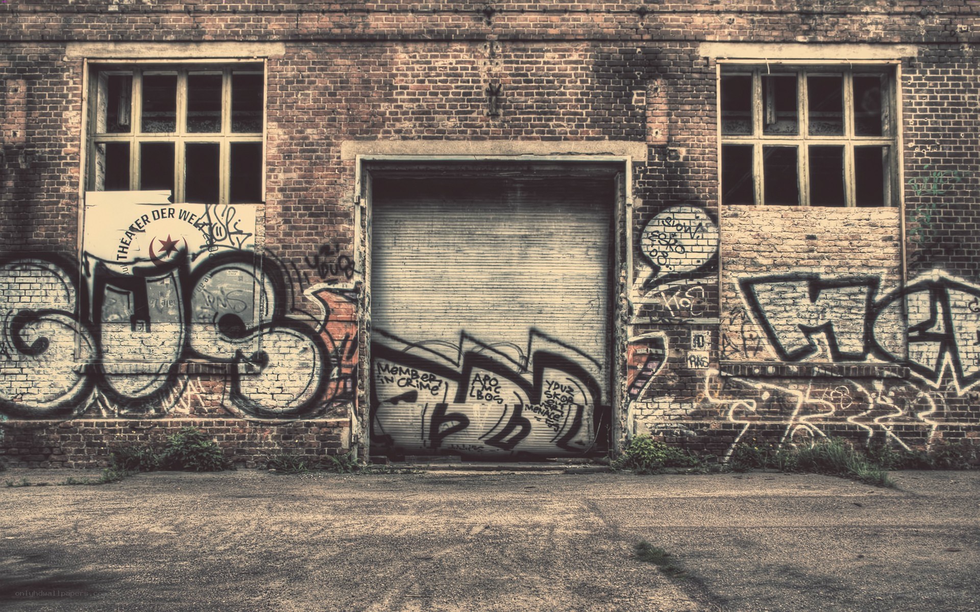 graffiti-covered abandoned building
