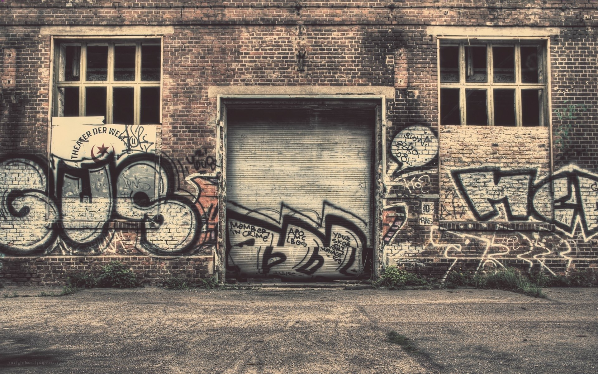 graffiti-covered abandoned building