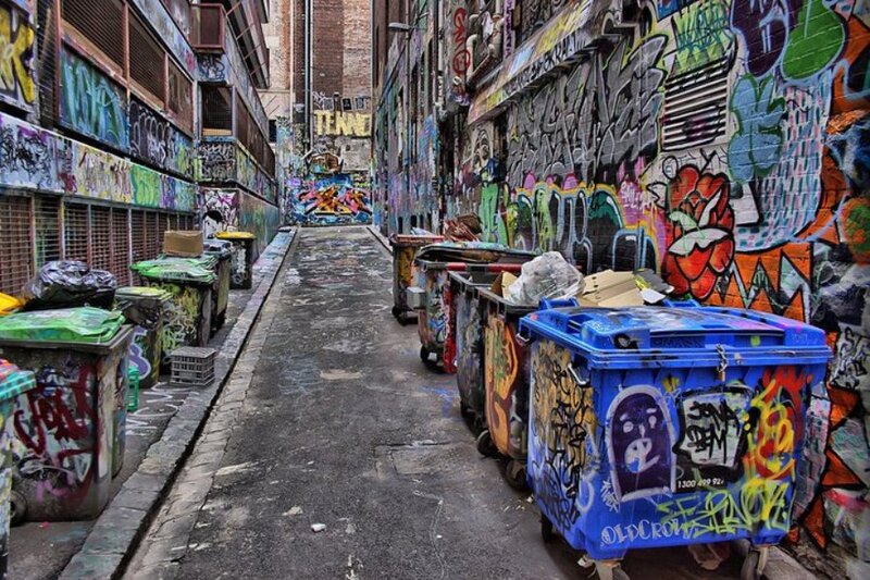 Graffiti-covered Alley — Blue