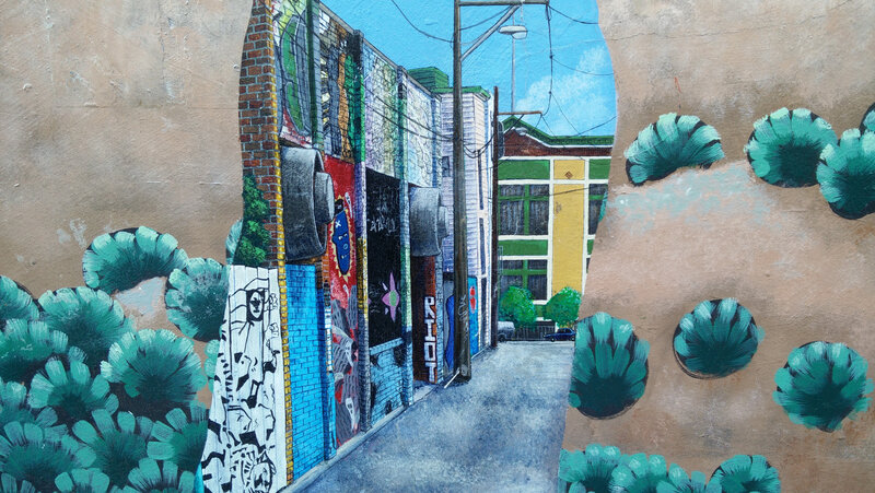 Graffiti-covered Alley — Blue, Urban