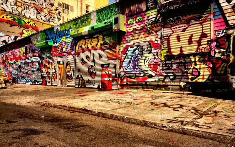 Graffiti-covered Alley — Gray