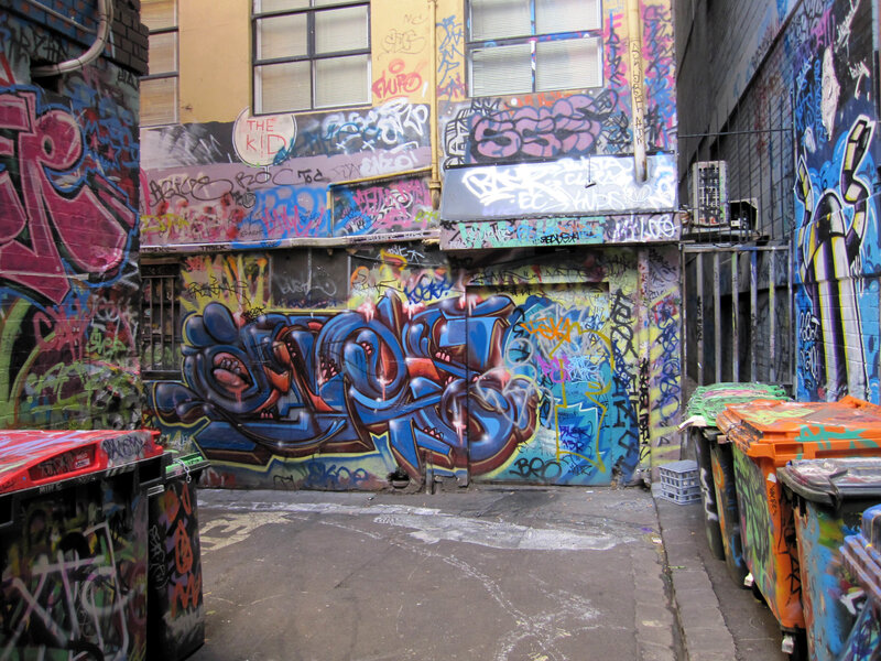 graffiti-covered alley in melbourne