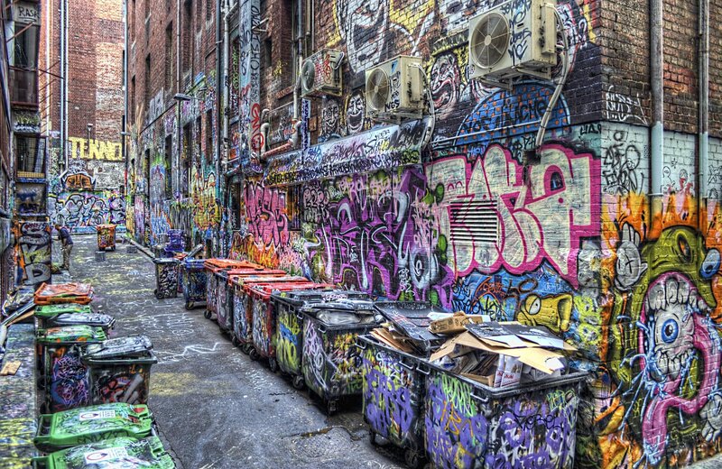 Graffiti-covered Alley — Pink