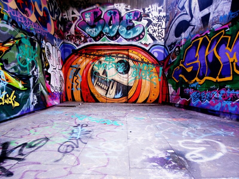 Graffiti-covered Alley — Purple