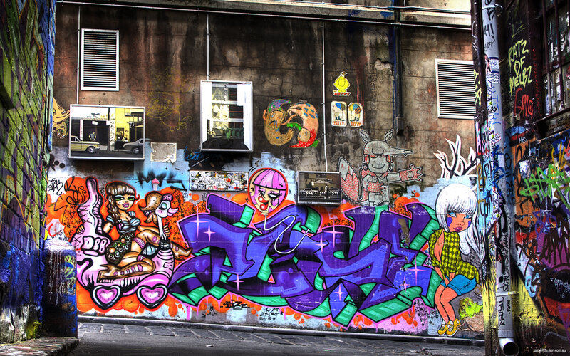 Graffiti-covered Alley Wall