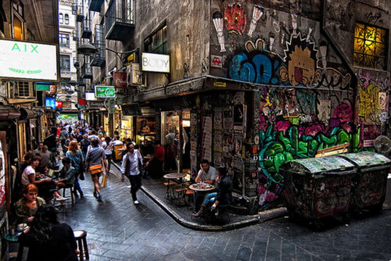 Graffiti-covered Alleyway — Gray