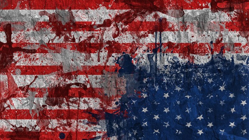 Graffiti-covered American Flag