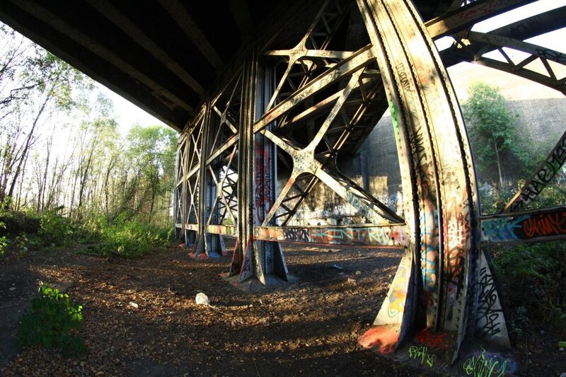 Graffiti-covered Bridge — Brown