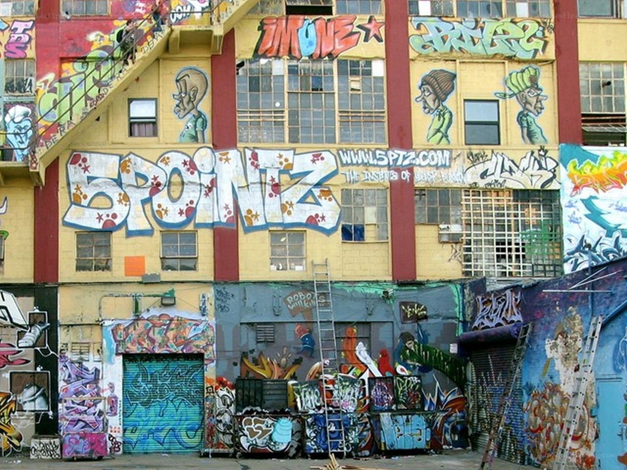 graffiti-covered building exterior