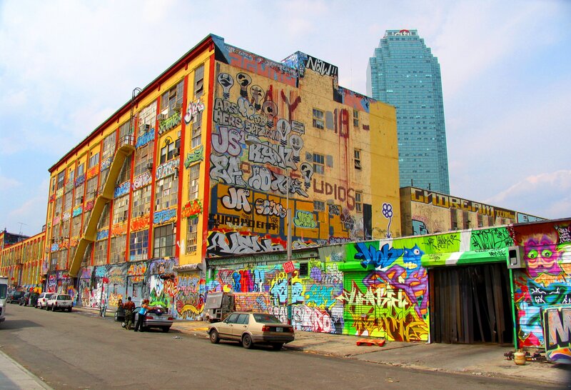 Graffiti-covered Building — Yellow