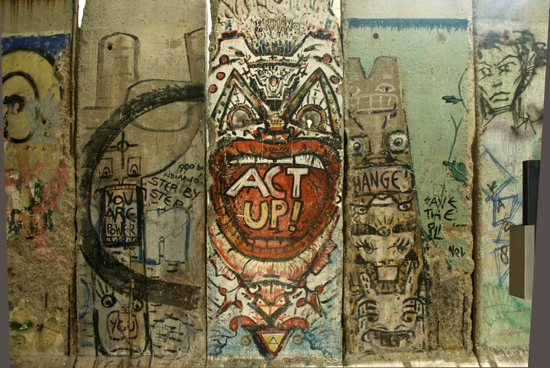 graffiti-covered concrete panels