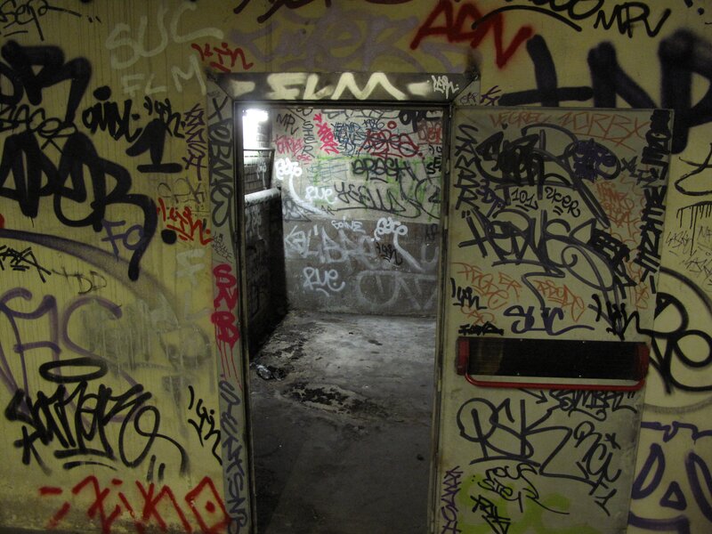 graffiti-covered doorway
