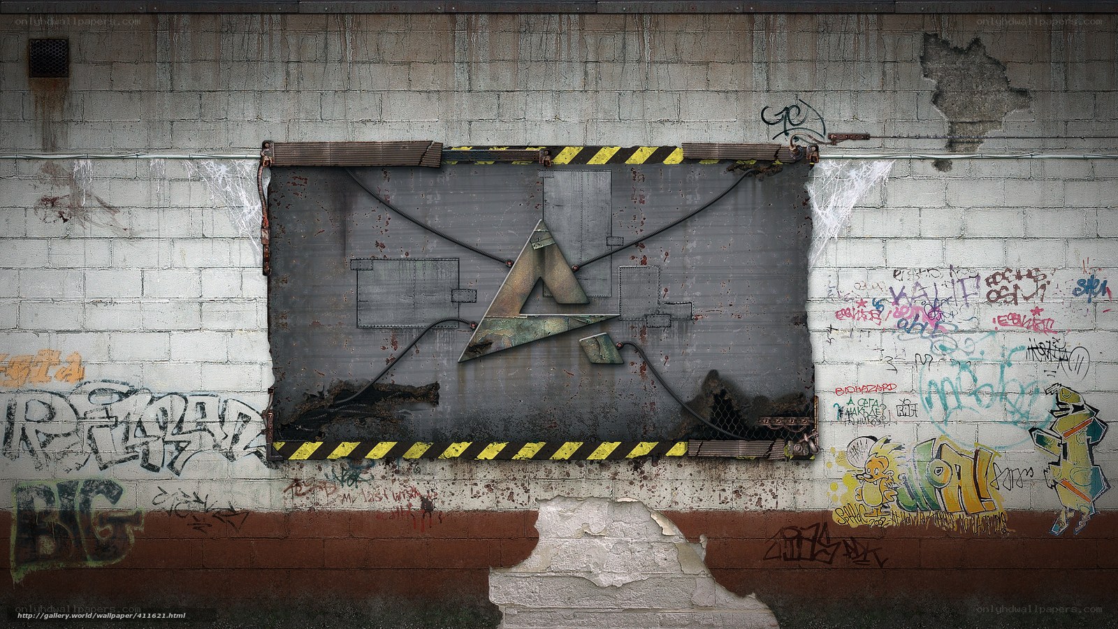 graffiti-covered industrial wall
