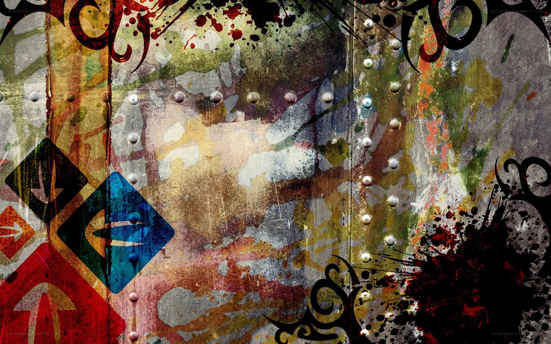 graffiti-covered metal wall
