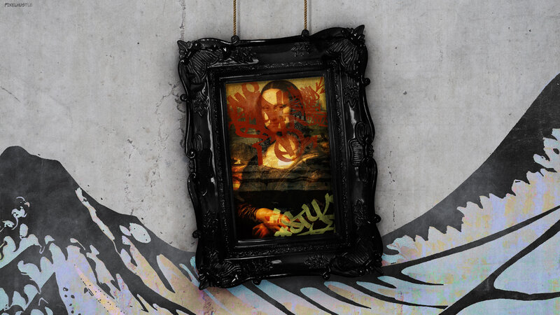 Graffiti-covered Mona Lisa
