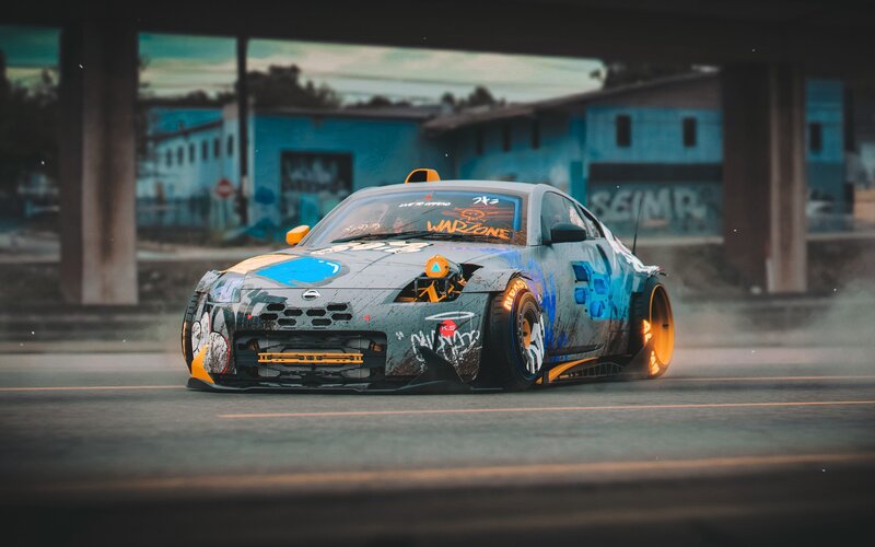 Graffiti-covered Race Car