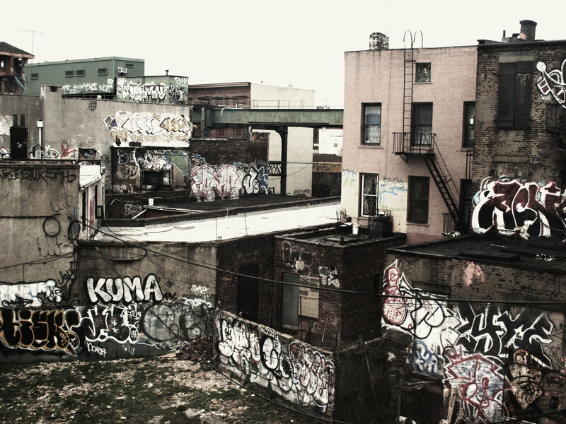 Graffiti-covered Rooftops — Gray, Dull
