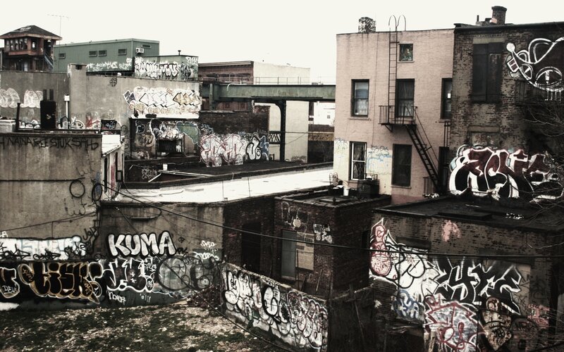 Graffiti-covered Rooftops — Gray