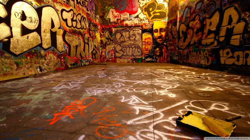 Graffiti-covered Room — Black, Dramatic