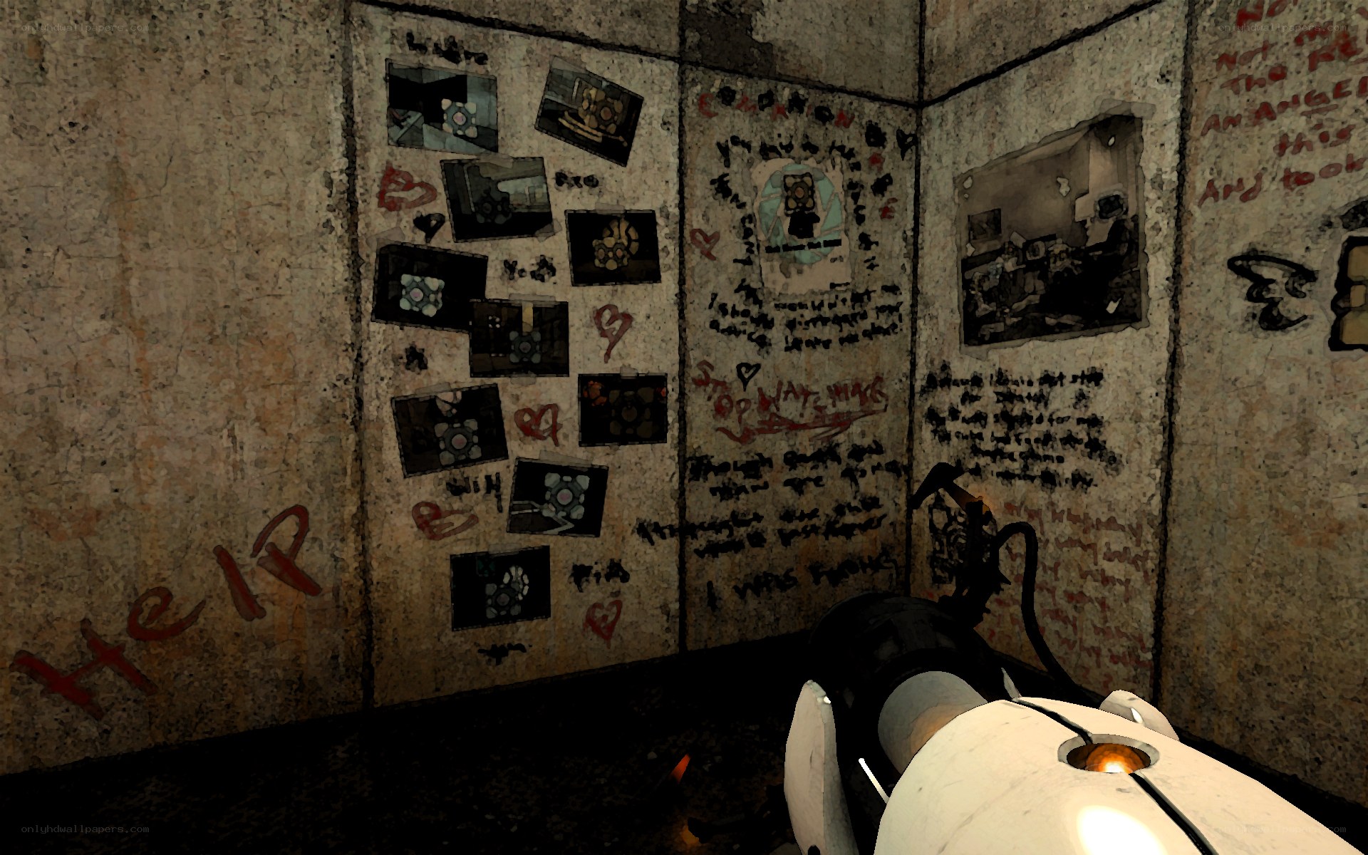 graffiti-covered room in game