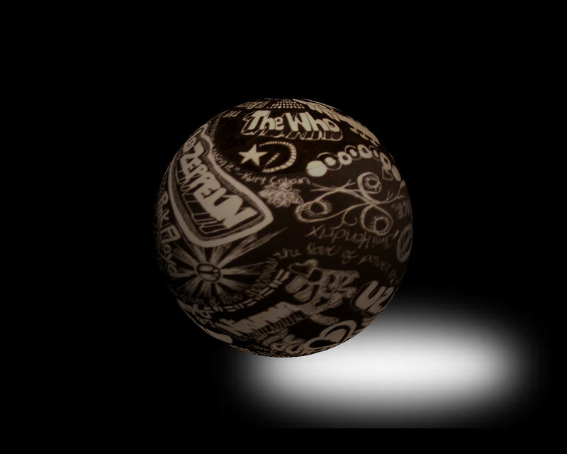 graffiti-covered sphere