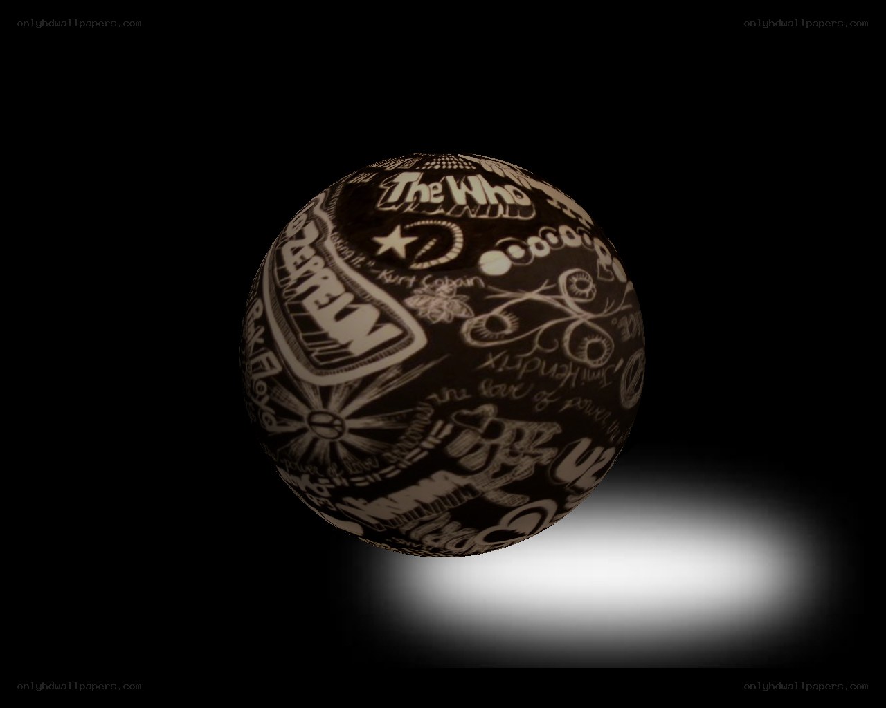 graffiti-covered sphere
