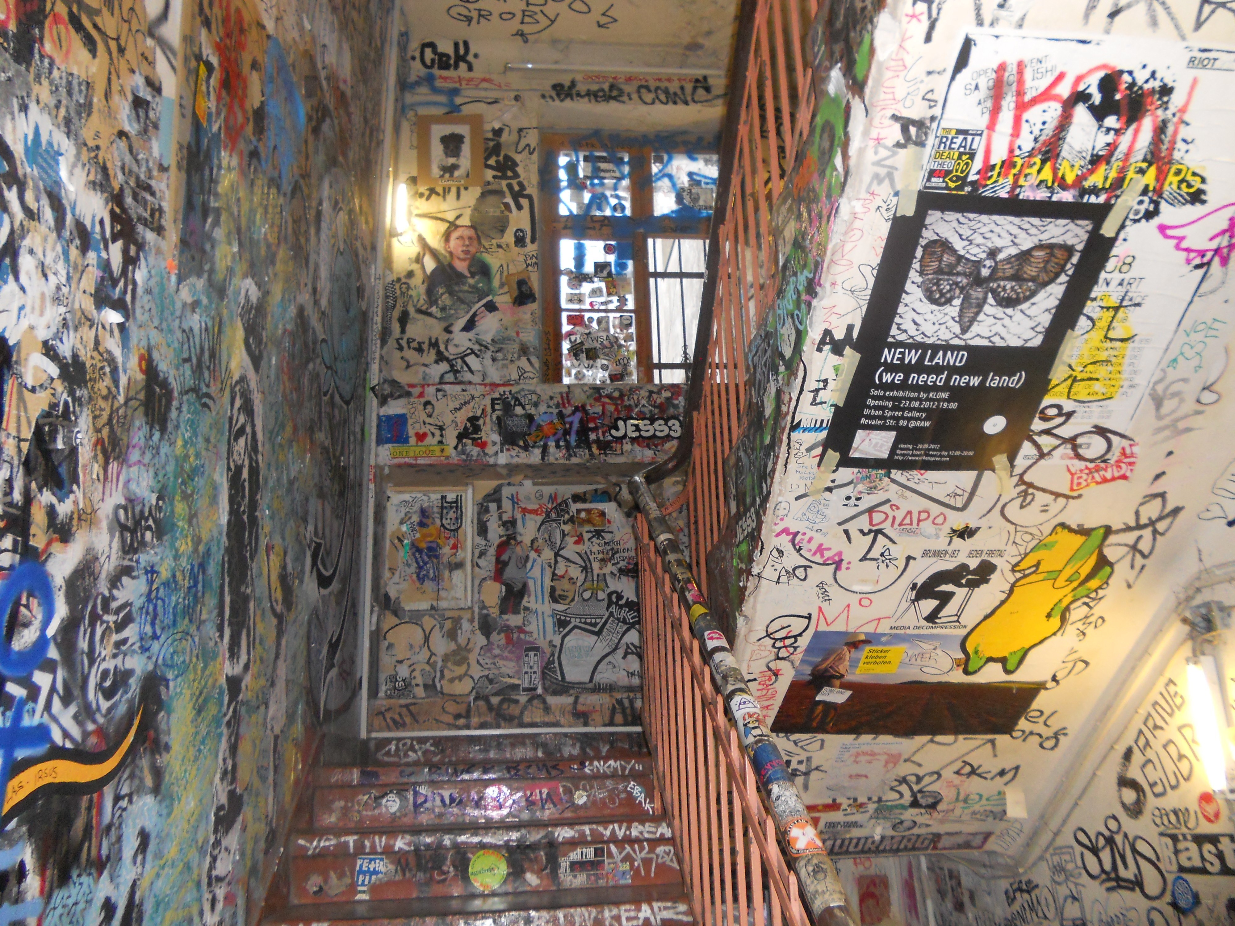 graffiti-covered stairwell