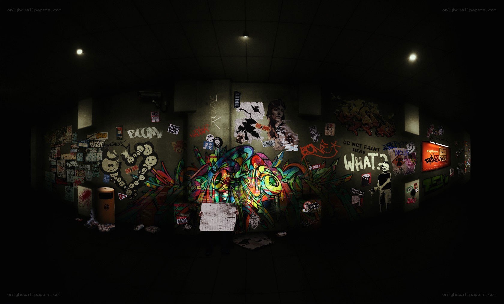 graffiti-covered subway wall