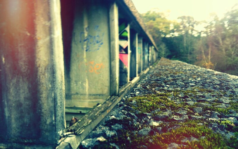 Graffiti-covered Train Car — Green