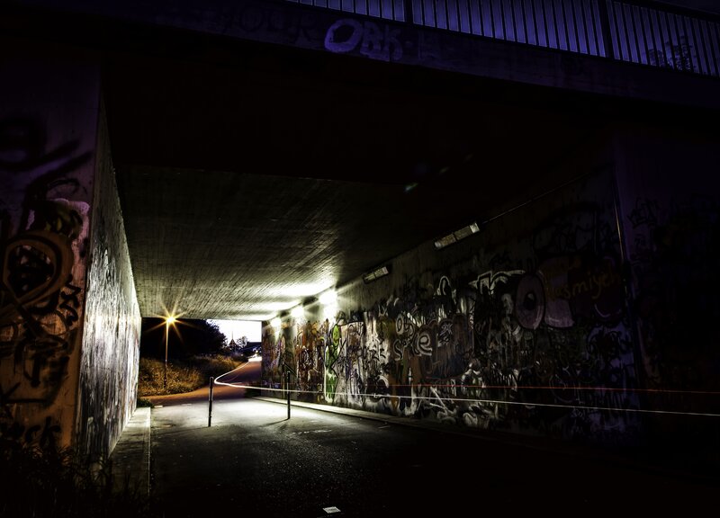 Graffiti-covered Tunnel — Black