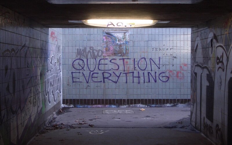 Graffiti-covered Tunnel — Gray, Dramatic, Photograph