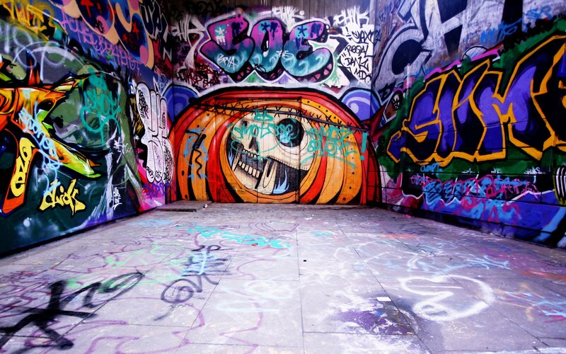 Graffiti-covered Tunnel — Purple, Dark