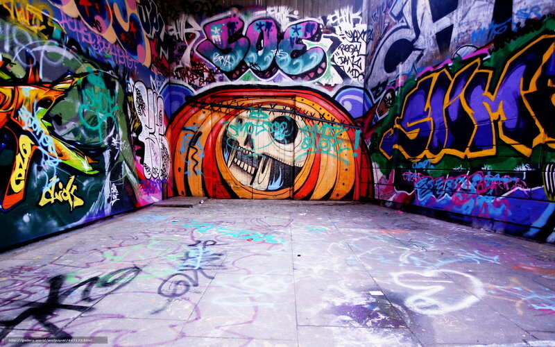 Graffiti-covered Tunnel — Purple, Dramatic