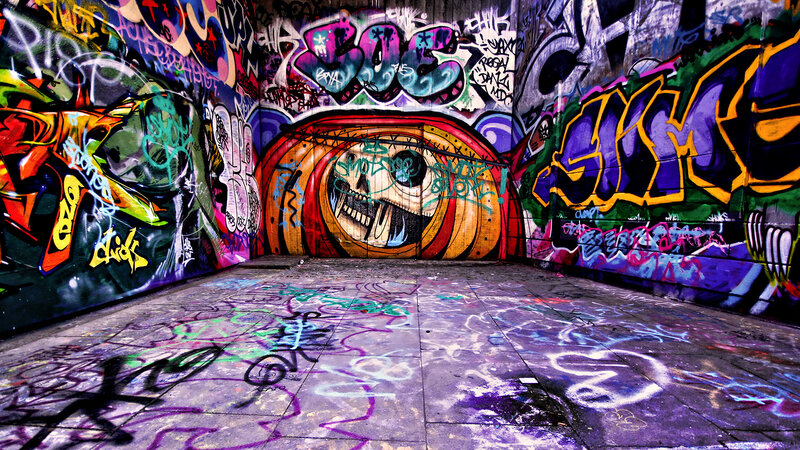 Graffiti-covered Tunnel — Purple