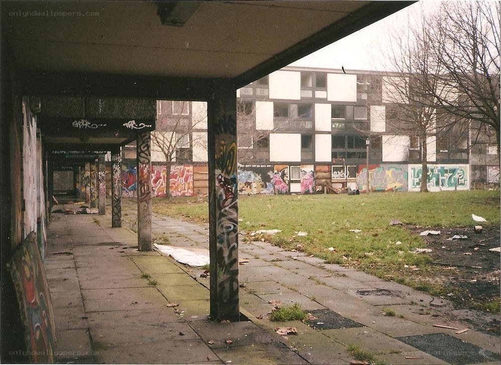 graffiti-covered urban decay