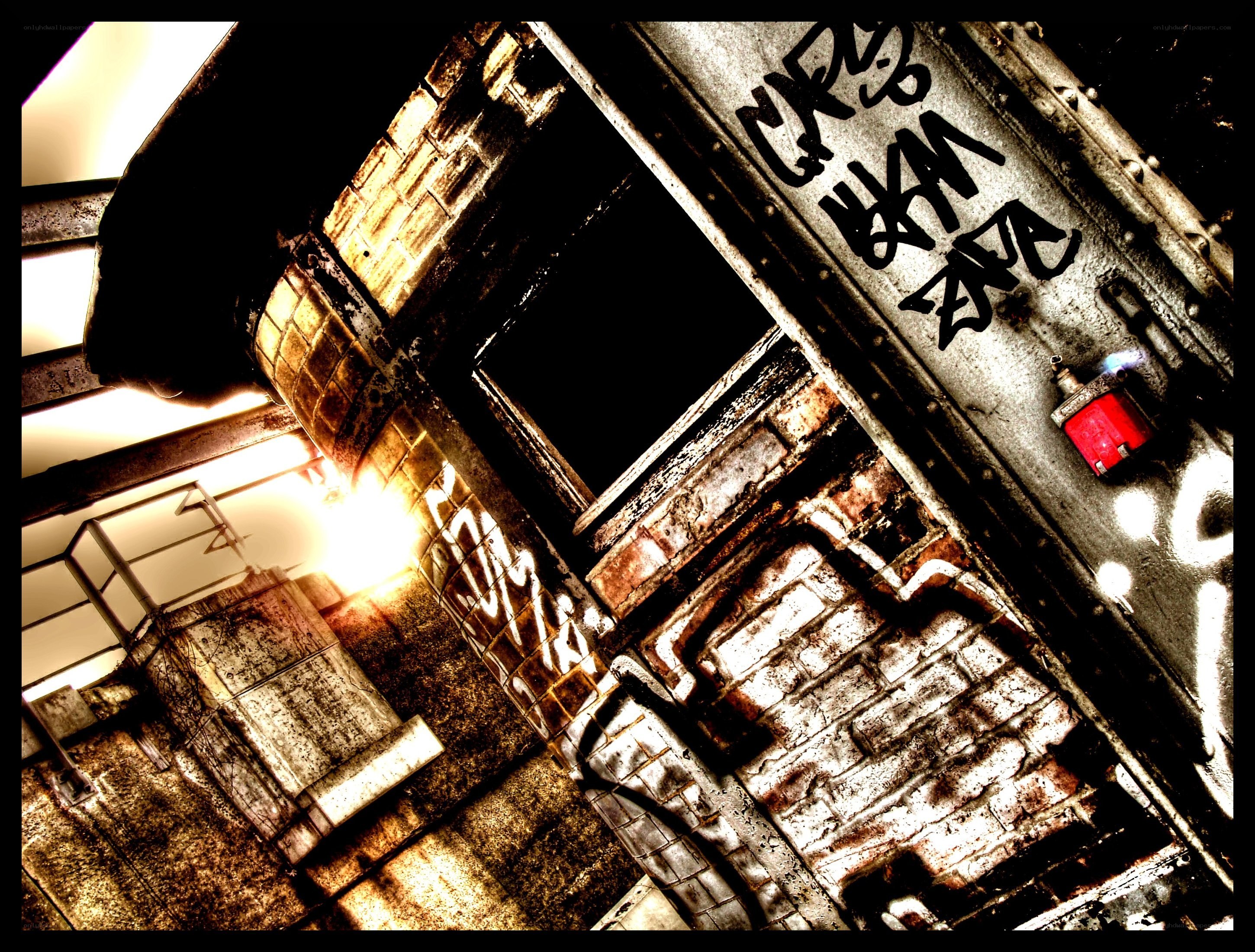 graffiti-covered urban structure