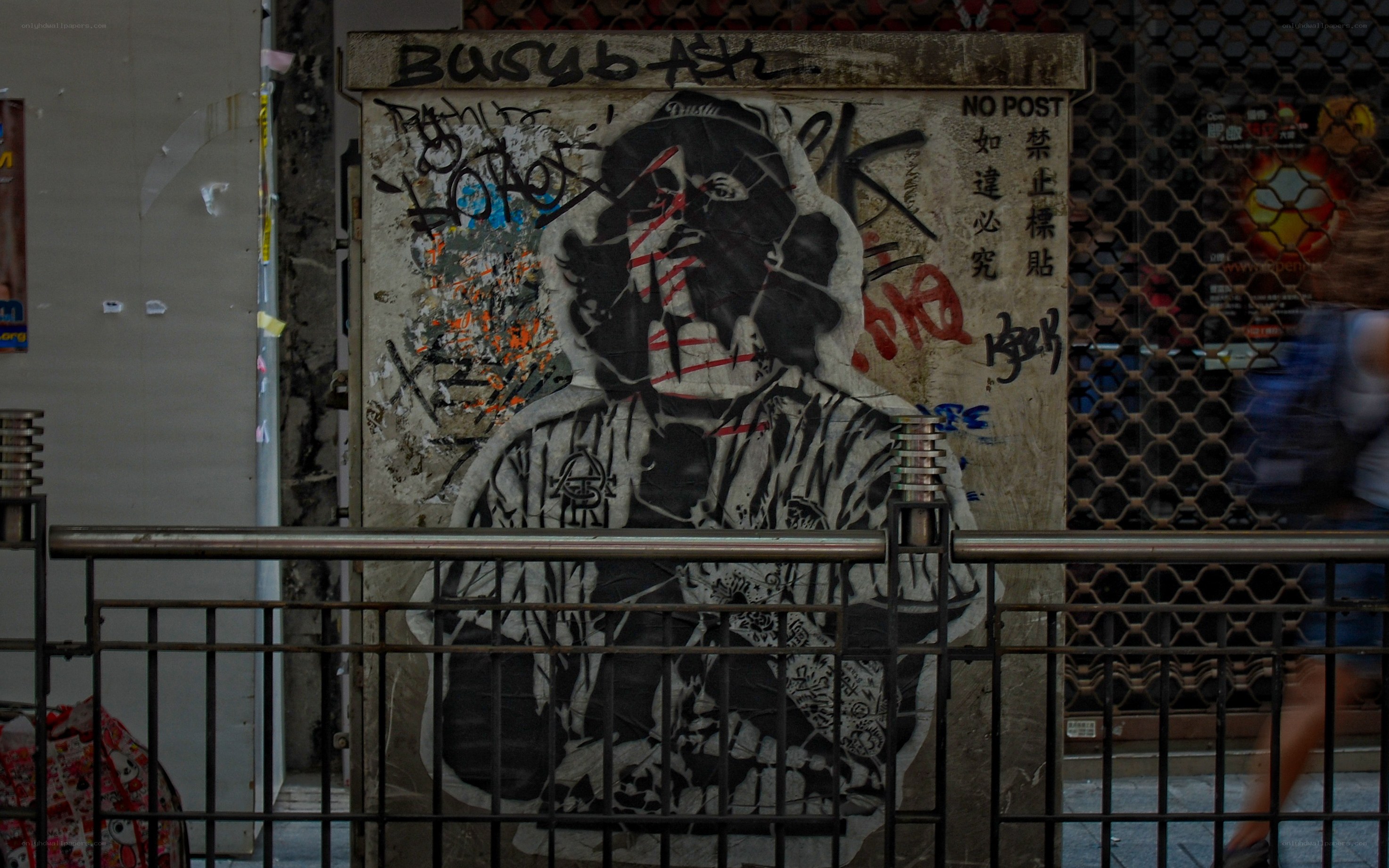 graffiti-covered utility box
