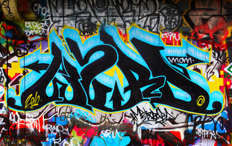 graffiti-covered wall art