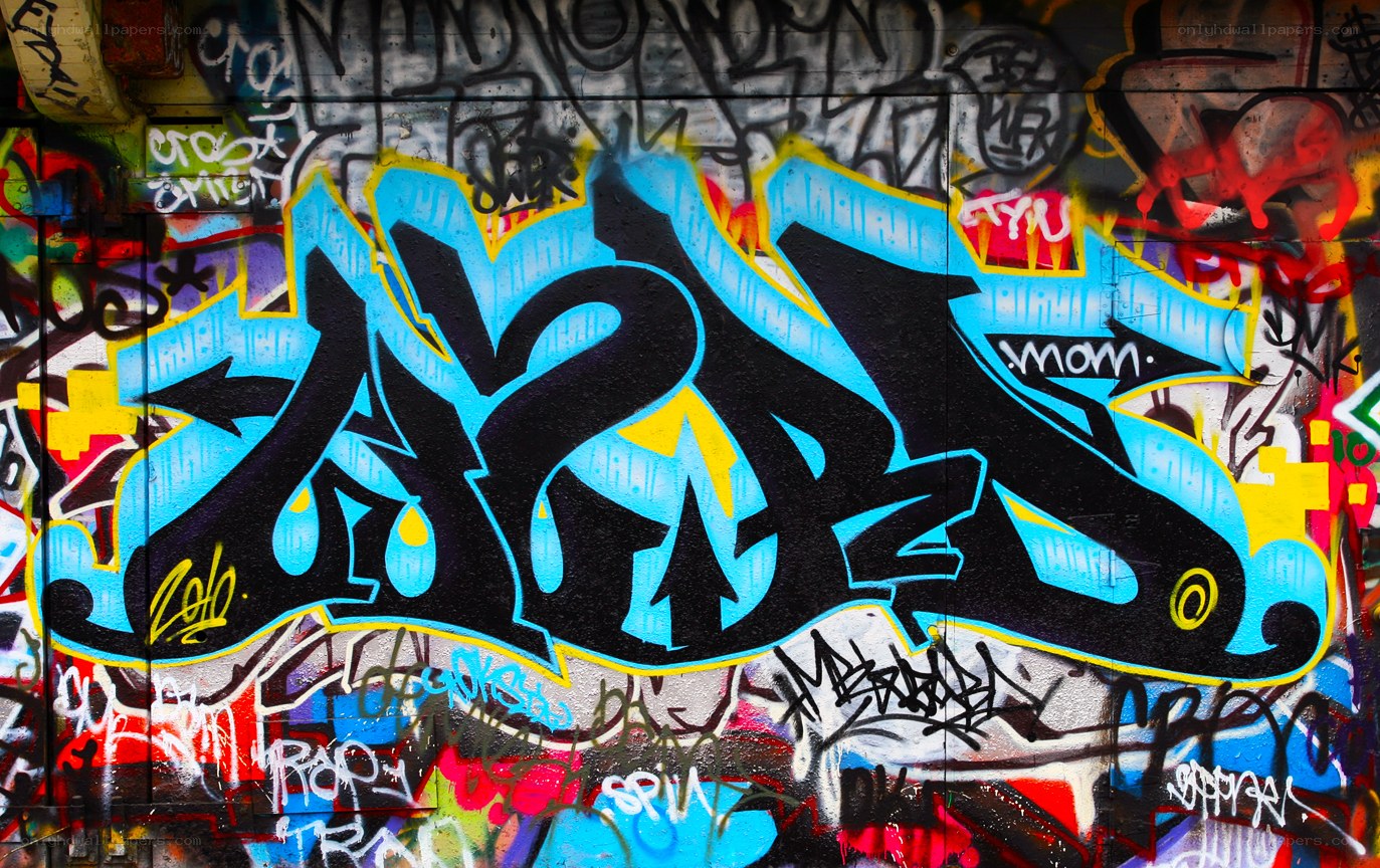 graffiti-covered wall art