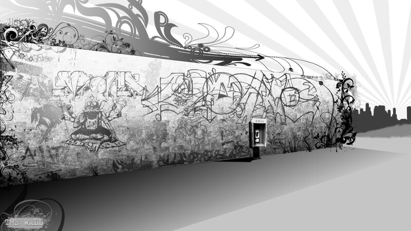Graffiti-covered Wall — Black, Dramatic, Night