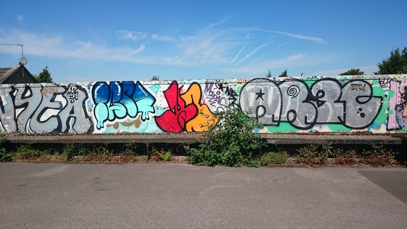 Graffiti-covered Wall — Blue, Outdoor