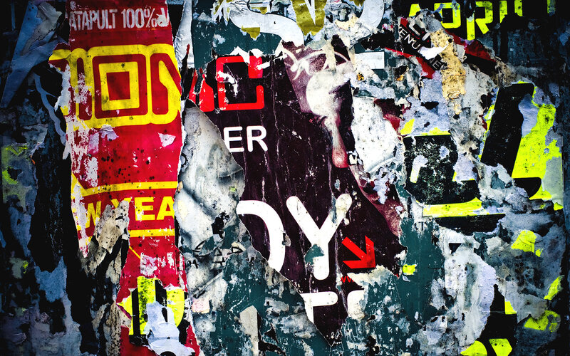 graffiti-covered wall collage