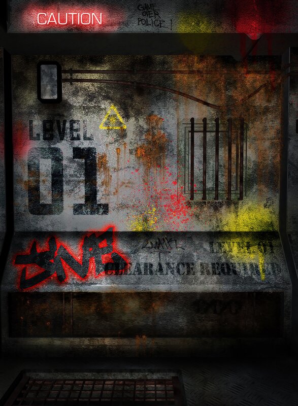 Graffiti-covered Wall — Gray, Dramatic