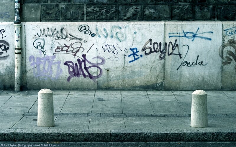 Graffiti-covered Wall — Gray, Urban