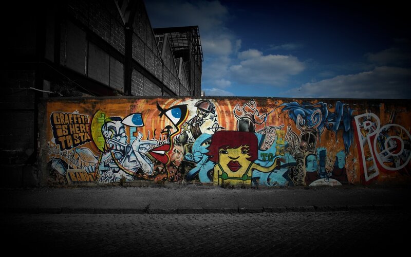 Graffiti-covered Wall — Orange, Dramatic