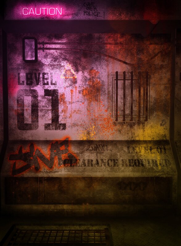 Graffiti-covered Wall — Purple, Dramatic